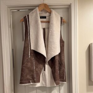 Brown and Cream Women's Vest